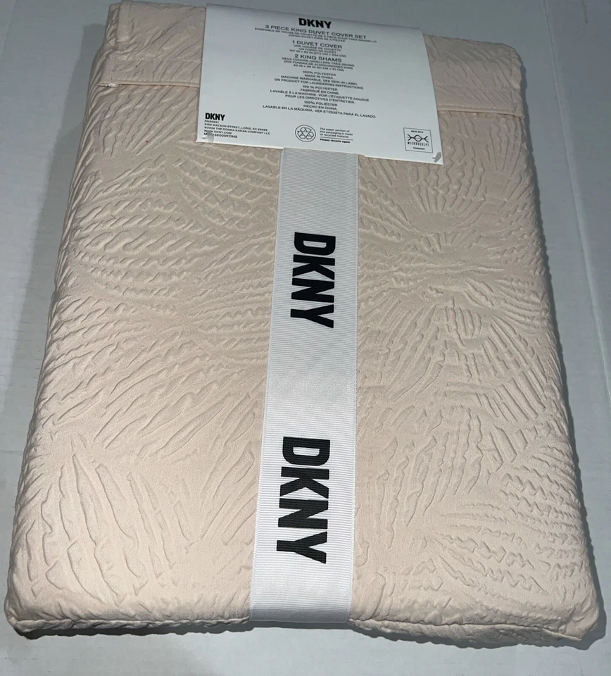 Edredón DKNY 3 piezas KING rosa polvoriento rubor nuevo texturizado Foto 4 de 4