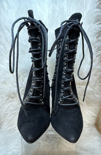 Schwarze Wildleder Schnürstiefeletten Goth Style Stiletto 7,5 (38) wunderschön - Bild 12 von 15