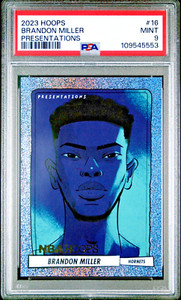 2023 Panini NBA Hoops - Brandon Miller - Presentations - RC PSA 9 - Hornets