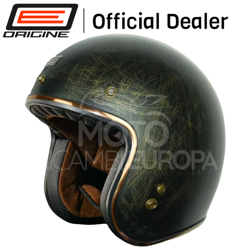 Casco Jet Origine Primo Scacco bronze 3 Bottoni retro omologato con  visierino | eBay