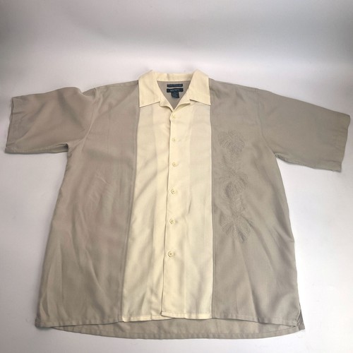 Vintage Bruno Microfiber Suede Color-Blocked Embroidered Shirt XL