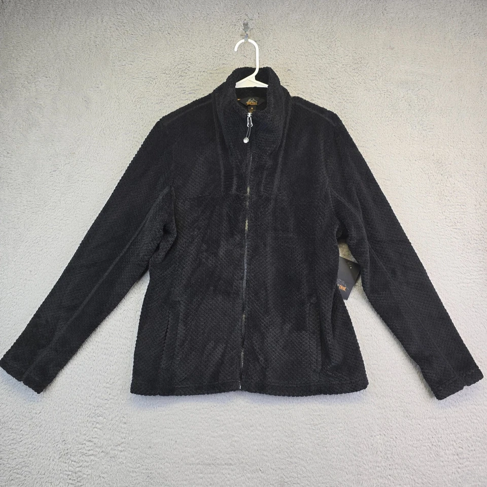 Pacific Trail Teddy Jacket Womens M Black Deep Pile Fleece Cozy Soft Gorpcore - Image 2 of 4