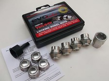 Set of 4 Locking Wheel Nuts Lugs With Captive Washer & Chrome Covers (PE1254)*