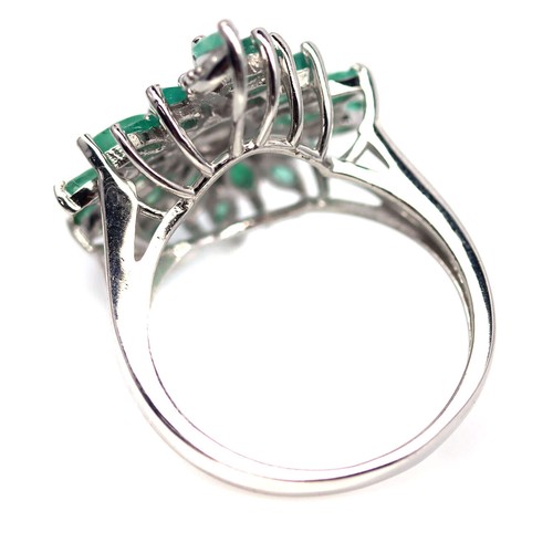 Gema sin Calentar Esmeralda Verde & Topacio Blanco Joyería Anillo 925 Talla 9 - Imagen 3 de 4