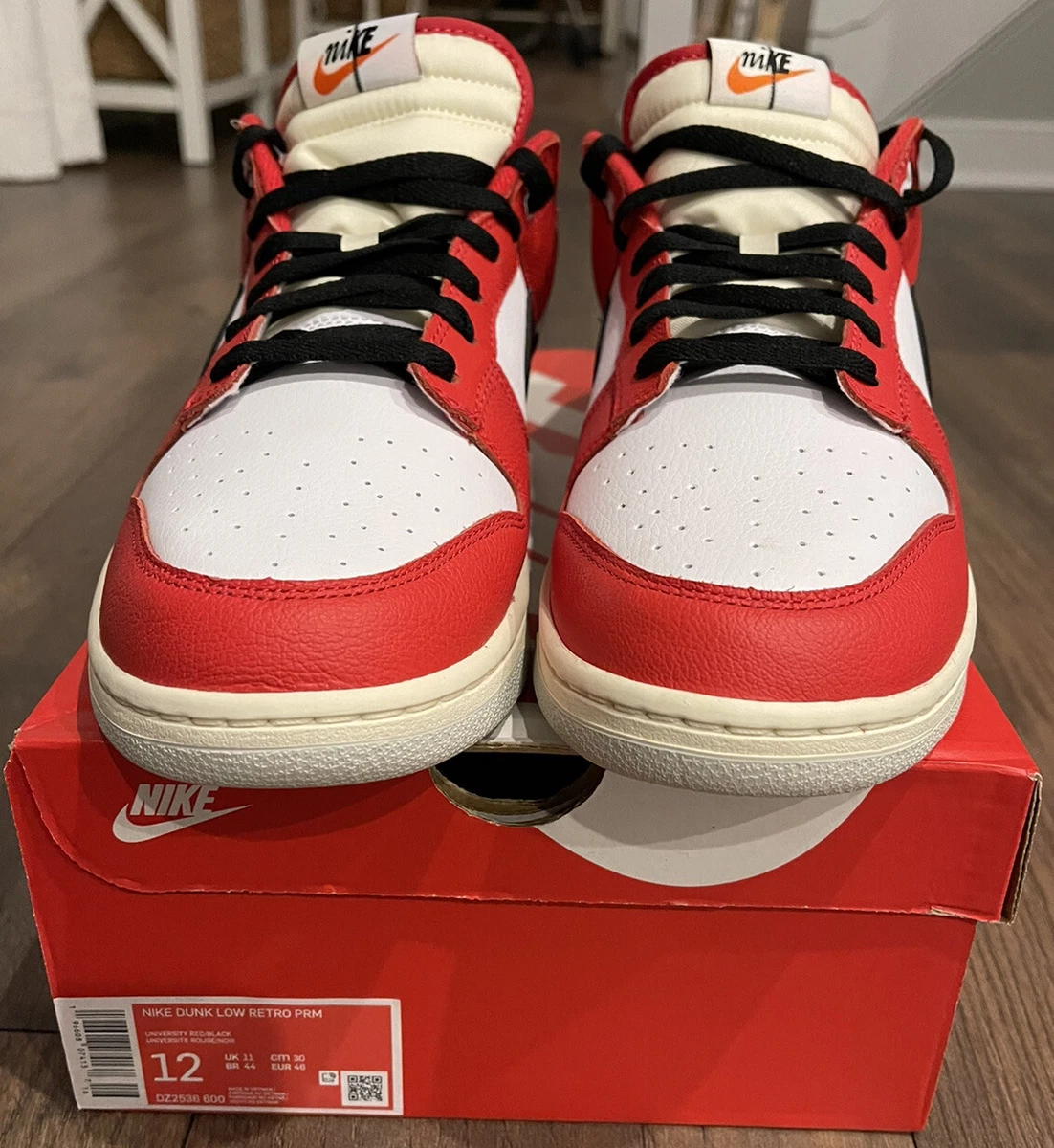 Nike Dunk Low 'Chicago Split' Red Black White Size 12 DZ2536-600 New in Box