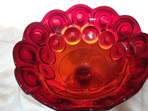 Vintage , large 8" by 10" Viking Amberina Ruby Red/yellow frut stand. - Picture 5 of 12