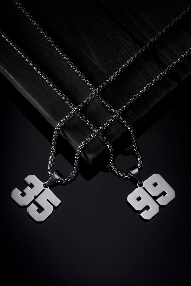 Number Pendants 0 99 18 Inch Necklace Chain Silver or Gold eBay