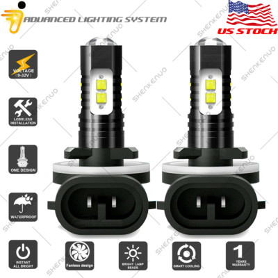 60W White 1600LM 880 881 6000K LED Fog Driving Light Conversion 2 Bulbs Kit Q53