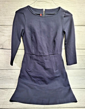 SPANX The Perfect Shift Dress Navy Blue Stretch Ponte 3/4 Sleeve Women's Small