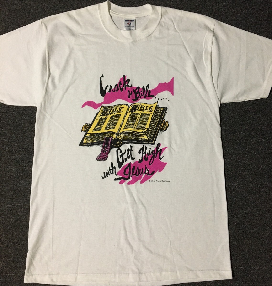 Vtg Crack A Bible Get High With Jesus Shirt L God Funny Joke