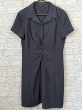 Elie Tahari Gray Crepe Dress W/Collar button down Size 16