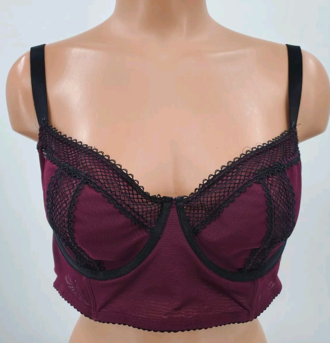 Torrid Curves Underwire Bra Burgundy Black Lace Overlay Bra Size 0