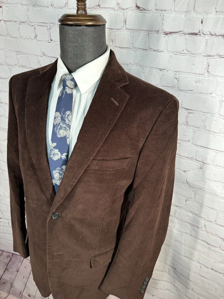 DOCKERS Mens Brown COTTON CORDUROY Classic Fit Sport Coat Blazer Jacket SIZE 42R - Image 3 of 4