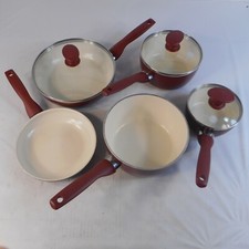 GreenPan Ceramic Nonstick Cookware Pots and Pans Set 8-Piece Red