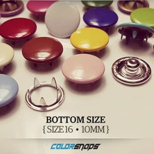 Size 16 • Size 18 • 12mm • Colored Cap Snaps • Metal Press Snap • Snap Button