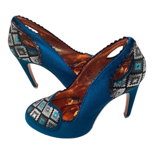 Poetic Licence Womens Teal Siren Velour High Heel Court Shoes Size UK 5 New - Picture 3 of 10