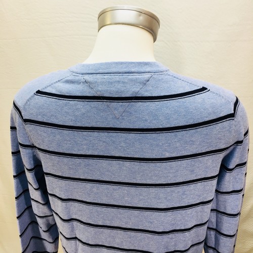 Tommy Hilfiger Men Size M Medium Blue Stripe V Neck Long Sleeve Sweater Gr2 - Picture 6 of 8