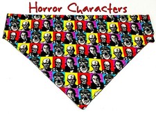 Horror Characters Dog Bandana, Over the Collar dog bandana, Dog collar bandana 