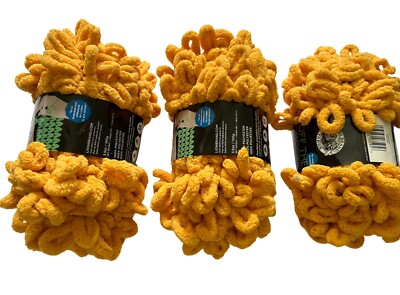 Lion Brand Off The Hook Yarn, Saffron 516-160, 3 Pack, Bundle, Crochet, Knitting