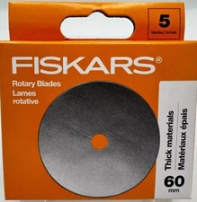 Fiskars 193730-1004 Straight Rotary Replacement Blades 60mm 5 Pack Silver NEW