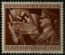 III RICH, ADOLF HITLER CON BANDIERA, MICHEL # 865, ANNO 1944, MNH, LOTTO 3177