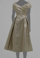 $595 Rickie Freeman by Teri Jon Women's Gold Off-Shoulder Metallic Dress Size 4