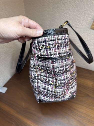 Vintage Coach Gallery Tweed Shoulder Bag Tote Pink Barbiecore Y2k Double Handle - Picture 6 of 16