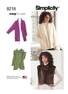 SIMPLICITY 8218 MISSES JACKE & FELLWESTE Schnittmuster Gr. XS - XL (6-14)