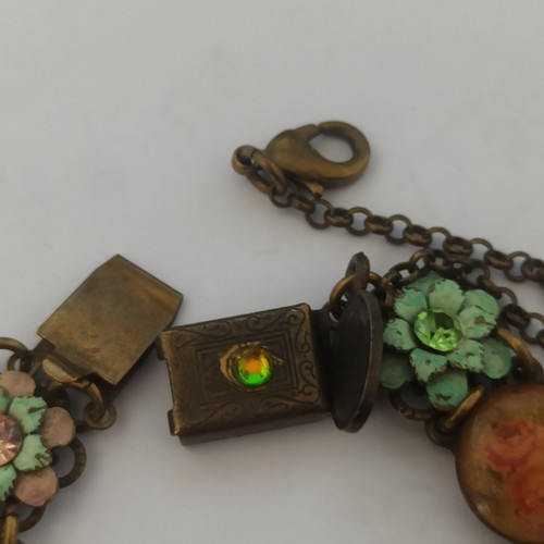Michal Negrin Bracelet Floral Roses Cameo With Swarovski Crystals Romantic VTG - Picture 10 of 13