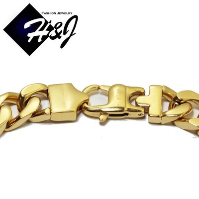 24MEN's Stainless Steel 11x5mm Gold Plated Cuban Curb