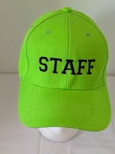 NWOT UNISEX ADULT Lime Green Embroidered STAFF Adjustable Strap Baseball Hat Cap