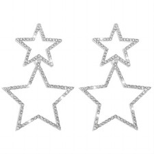 Star Earrings For Women Sparkle Rhinestone Big Star Dangle Drop Earrings Tren...