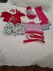 BABear Pink Fair Isle knit sweater hat scarf top + 1 Set Rudolph+Bows +Dog Leash