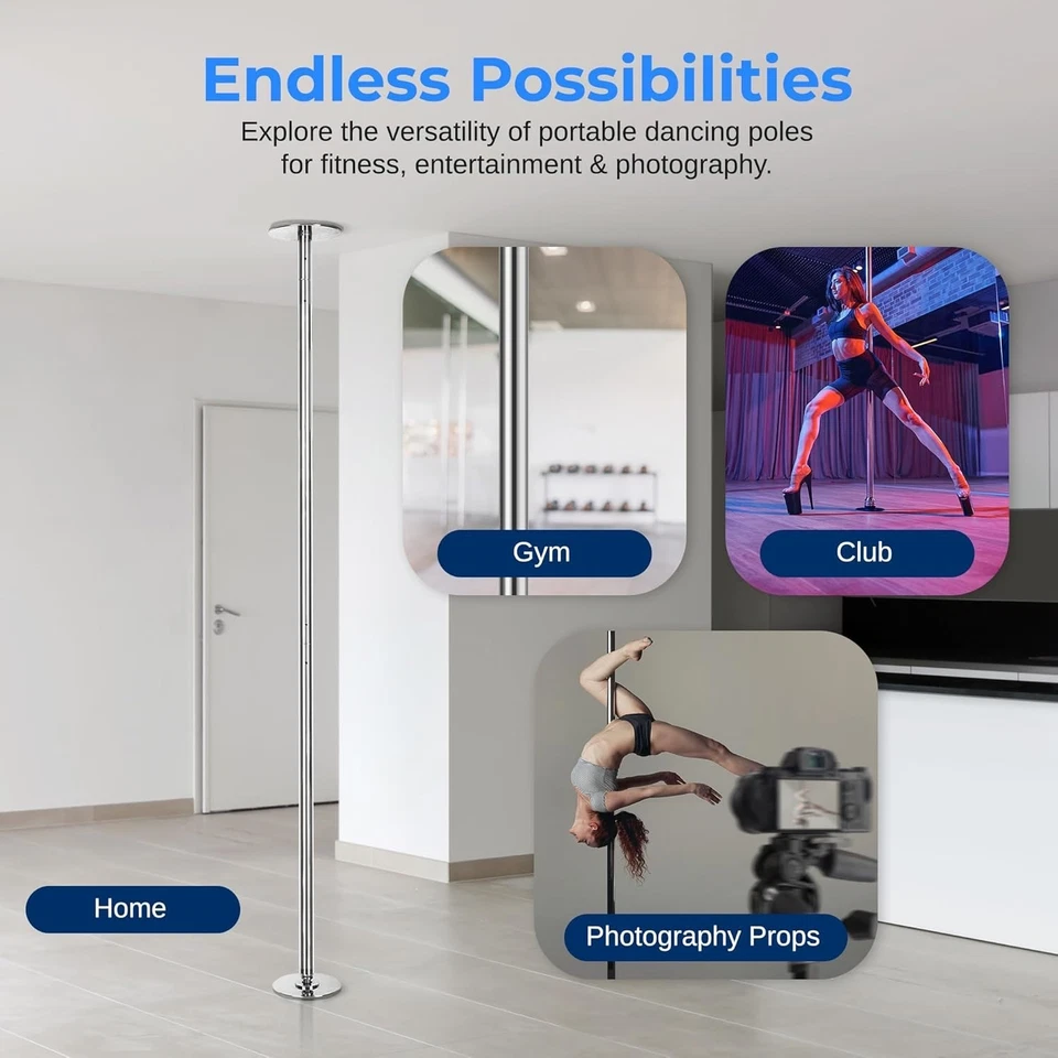 Poste de baile giratorio profesional - Poste de fitness portátil para hogar y estudio Foto 4 de 4