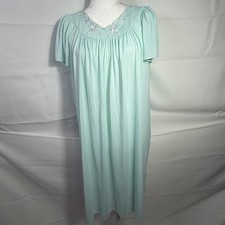 Miss Elaine Classics Seafoam Green Nylon Embroidered Coquette Granny Cottage