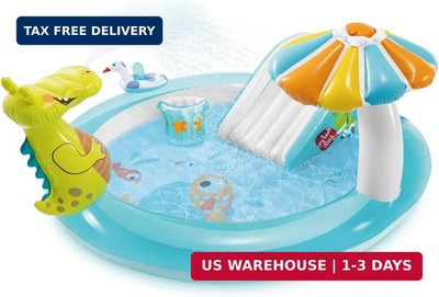 Intex Gator 6.6' x 5.6' x 4'' Outdoor Inflatable Kiddie Pool Water Play Swim Cent