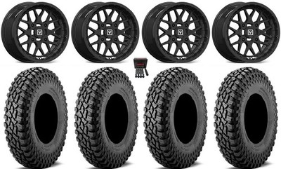 Valor V03 14'' Wheels Black 28'' Incursion A/T Tires Yamaha Grizzly Rhino