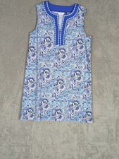 Cabana Life x Talbots Dress Womens Large UPF50+ Blue Floral Stretch EUC