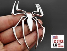 2PCS 3D Spider Emblem Car Sticker Metal Chrome Spider Badges Sticker for Silver
