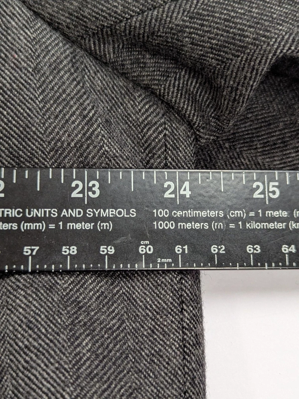 Vintage Men Wool Overcoat 42 R Charcoal Grey Herringbone Dewmoor Malcolm Kenneth image 16