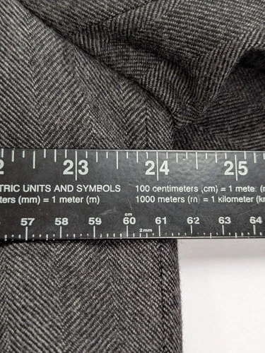 Vintage Men Wool Overcoat 42 R Charcoal Grey Herringbone Dewmoor Malcolm Kenneth image 16