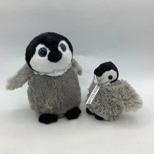 2 Plush Penguin Gray Baby Chicks Seaworld 7” & Wishpets 5” Stuffed Animal
