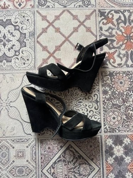 Women Dune Heels Black Suede 38