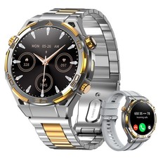Smart Watch for Men,14K Gold Plated Bezel, ChatGPT AI, GPS, Compass, Flashlight