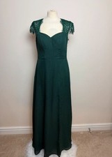 JJ's House Emerald Green Lace Open Back Full Length Ballgown Size 12 Exc Cond