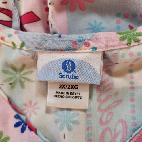 SB Scrubs 2X Care Love Believe Breast Cancer Awareness Print Scrub Top - Picture 4 of 6