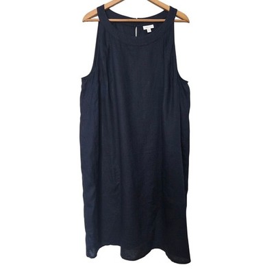 J. Jill Love Linen Navy Blue Sleeveless Shift Dress Plus Size 3X Women