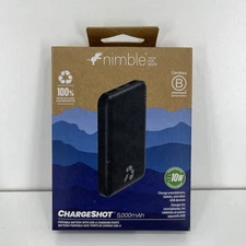 Nimble Chargeshot Portable Charger 5,000mAh battery - Black 2 USB-A Ports New
