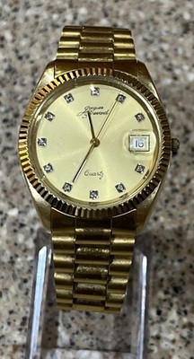 Jacques Prevard Vintage Gold Tone Watch President Style Bracelet Swiss Quartz