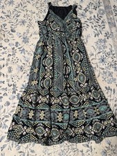 Lane Bryant Size 20 Maxi Dress Boho Paisley Black Sleeveless Cotton Lined EUC